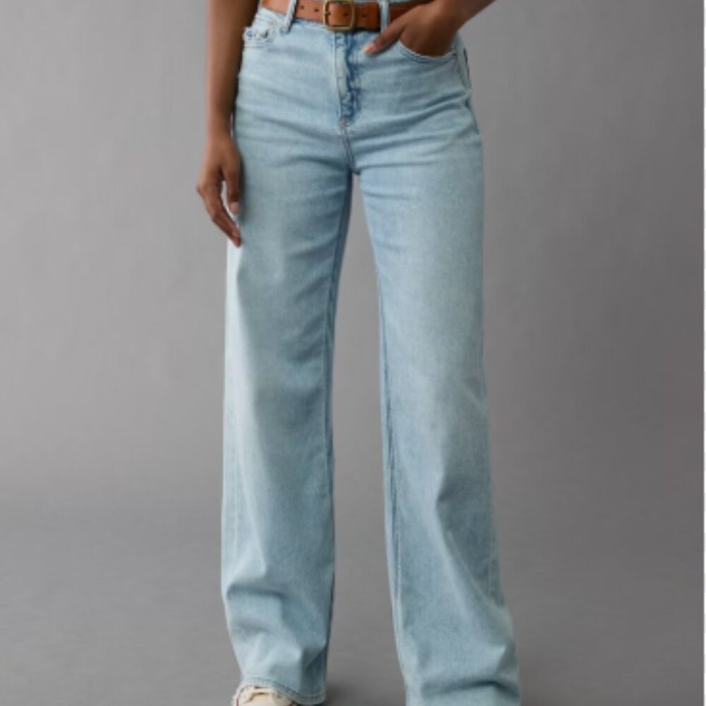AE Dreamy Drape Stretch Super High-Waisted Baggy Wide-Leg Jean 2 X-Short